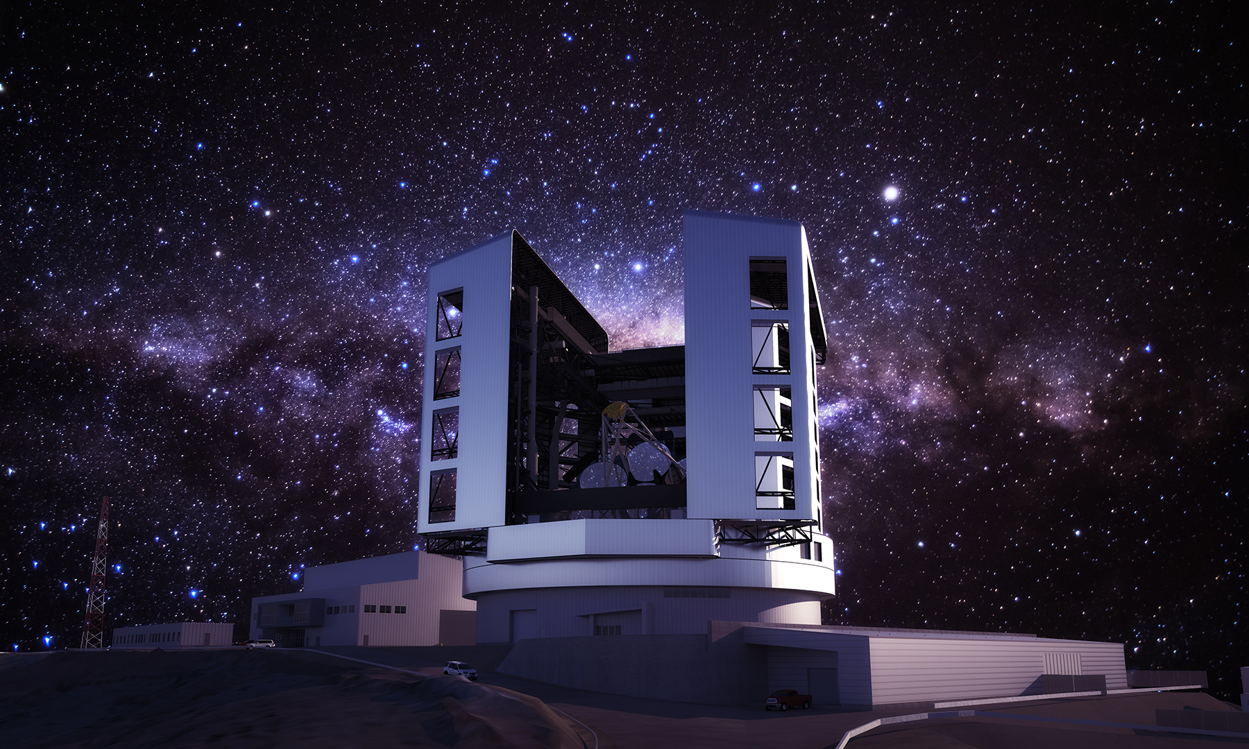 The Giant Magellan Telescope is currently being constructed at Las Campanas Observatory in Chile. With of seven of the world’s largest mirrors ever constructed, each at 8.4 meters in diameter, the GMT will provide ten times better resolution than the Hubble Space Telescope.