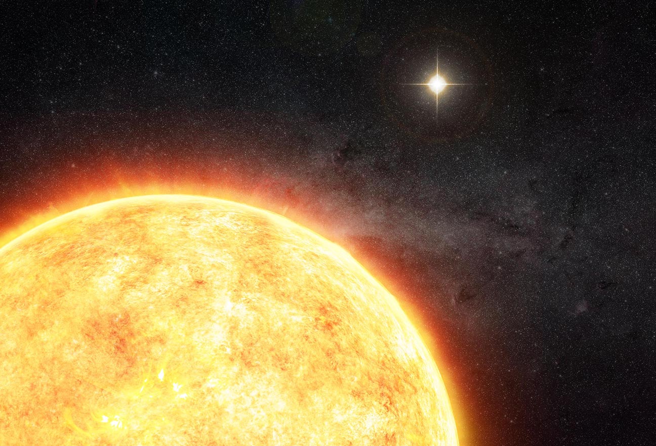 Artist's conception of a potential solar companion, which theorists believe was developed in the Sun's birth cluster and later lost. If proven, the solar companion theory would provide additional credence to theories that the Oort cloud formed as we see it today, and that Planet Nine was captured rather than formed in place. 
