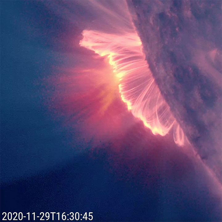 Video still image of solar flare