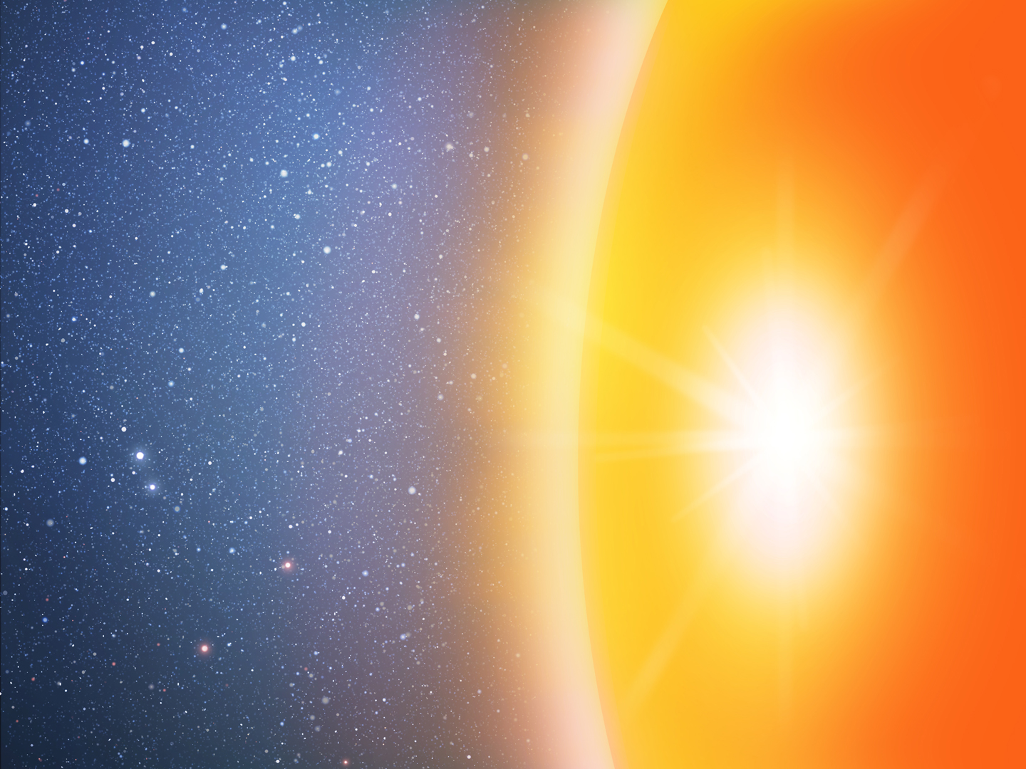 In this second artist&#039;s impression a huge sphere in the center of a galaxy is shown after a star has collided with it. Enormous amounts of heat and a dramatic increase in the brightness of the sphere are generated by this event. The lack of observation of such flares from the center of galaxies means that this hypothetical scenario is almost completely ruled out.