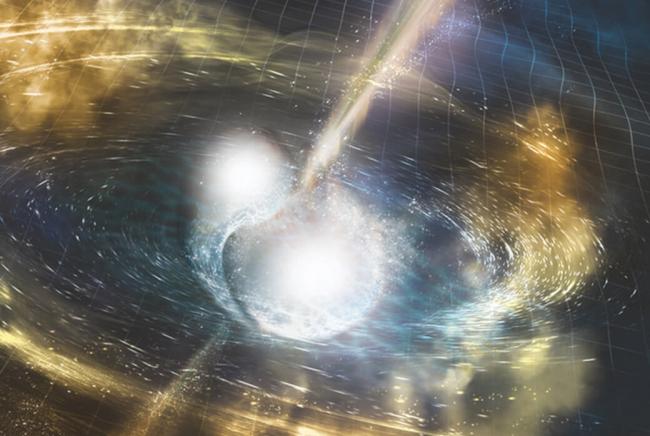 Artist’s illustration of two merging neutron stars