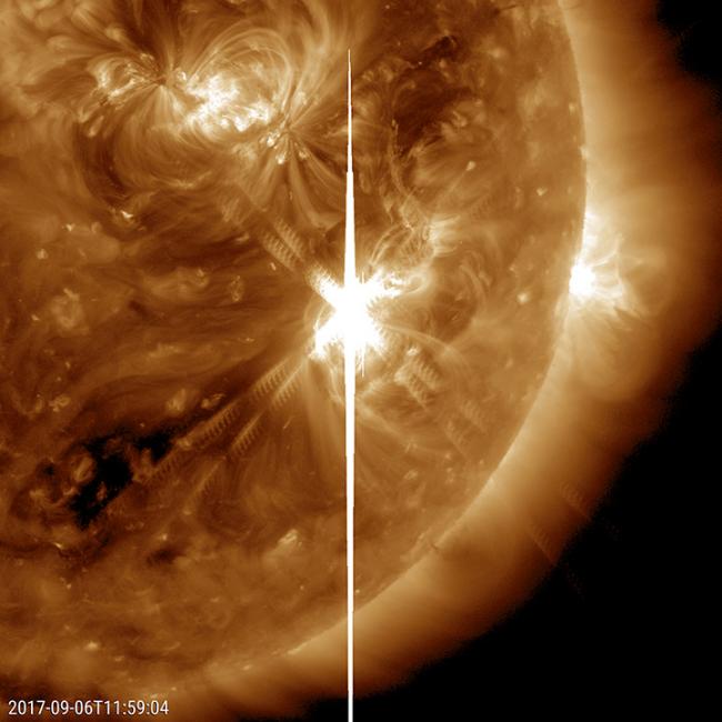 a large sunspot that was the source of a solar storm in 2017