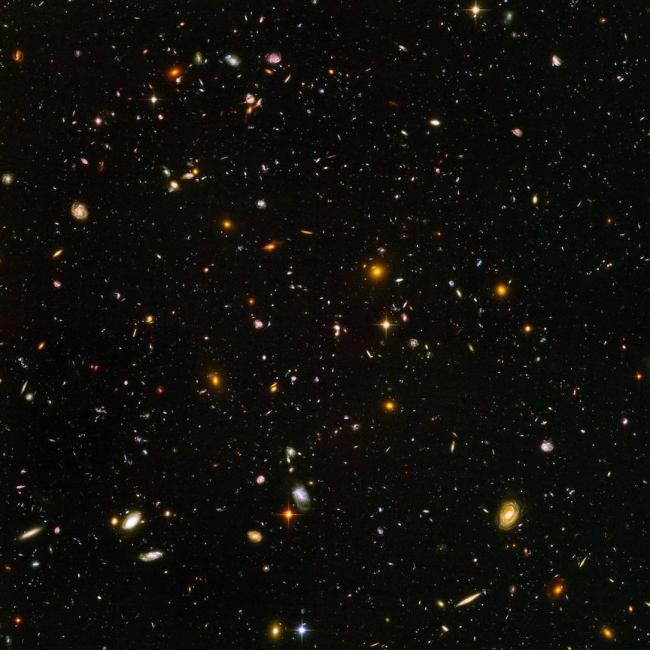 The Hubble Ultra Deep Field of galaxies.