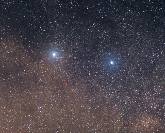 optical image of the starfield near Proxima Cen