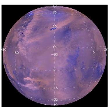 Mars Global Surveyor image of dust storms in the north in the fall of Mars Year 24