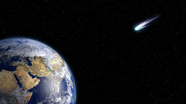 Artist's rendering of a comet headed towards Earth