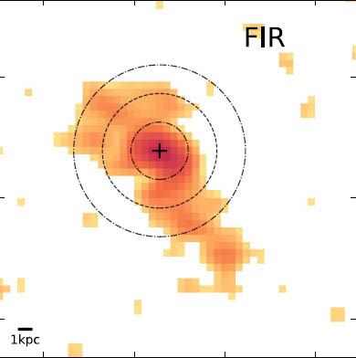 far-infrared image of an ultraluminous galaxy