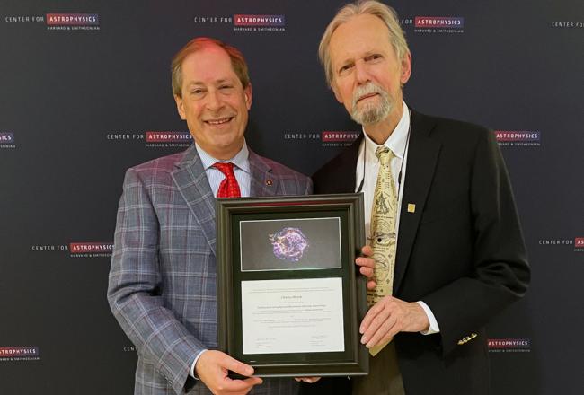 SAO Advisory Board Chair Michael Tuteur (left) and CfA Director Charles Alcock