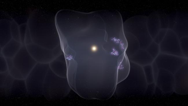 Artist's illustration of the Local Bubble with star formation occurring on the bubble's surface.