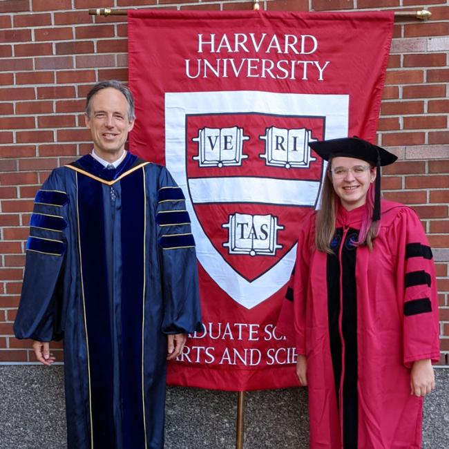 Recent astronomy graduate Ioana Zelko with advisor Douglas Finkbeiner.