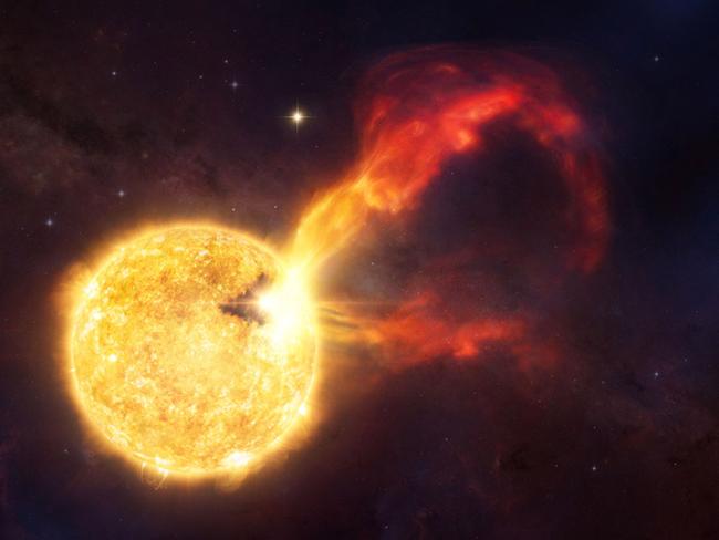 An artistic representation of a flare from HD 283572, a young nearby star.