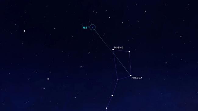 Sky chart showing where M81 is located in the sky.