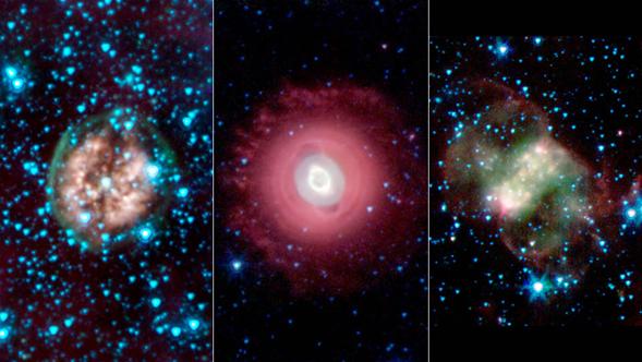 A Ghostly Trio from NASA's Spitzer Space Telescope